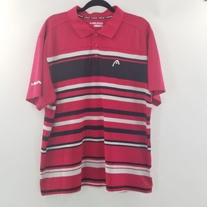 Head Striped Polo shirt pink/black/white Size XXL